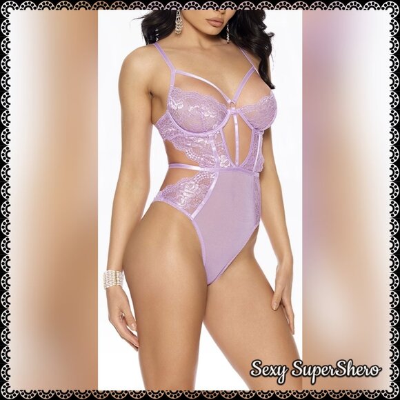 ๐๐Orchid Bloom Lace & Mesh Underwire Lingerie Teddy - Picture 2 of 7